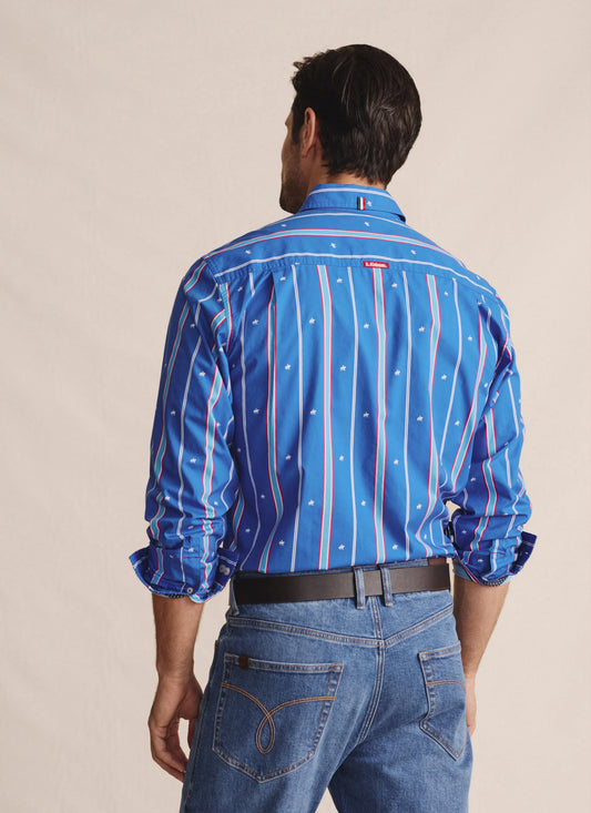 S Kidman - Men's Aberdeen Long Sleeve Shirt Mid Blue