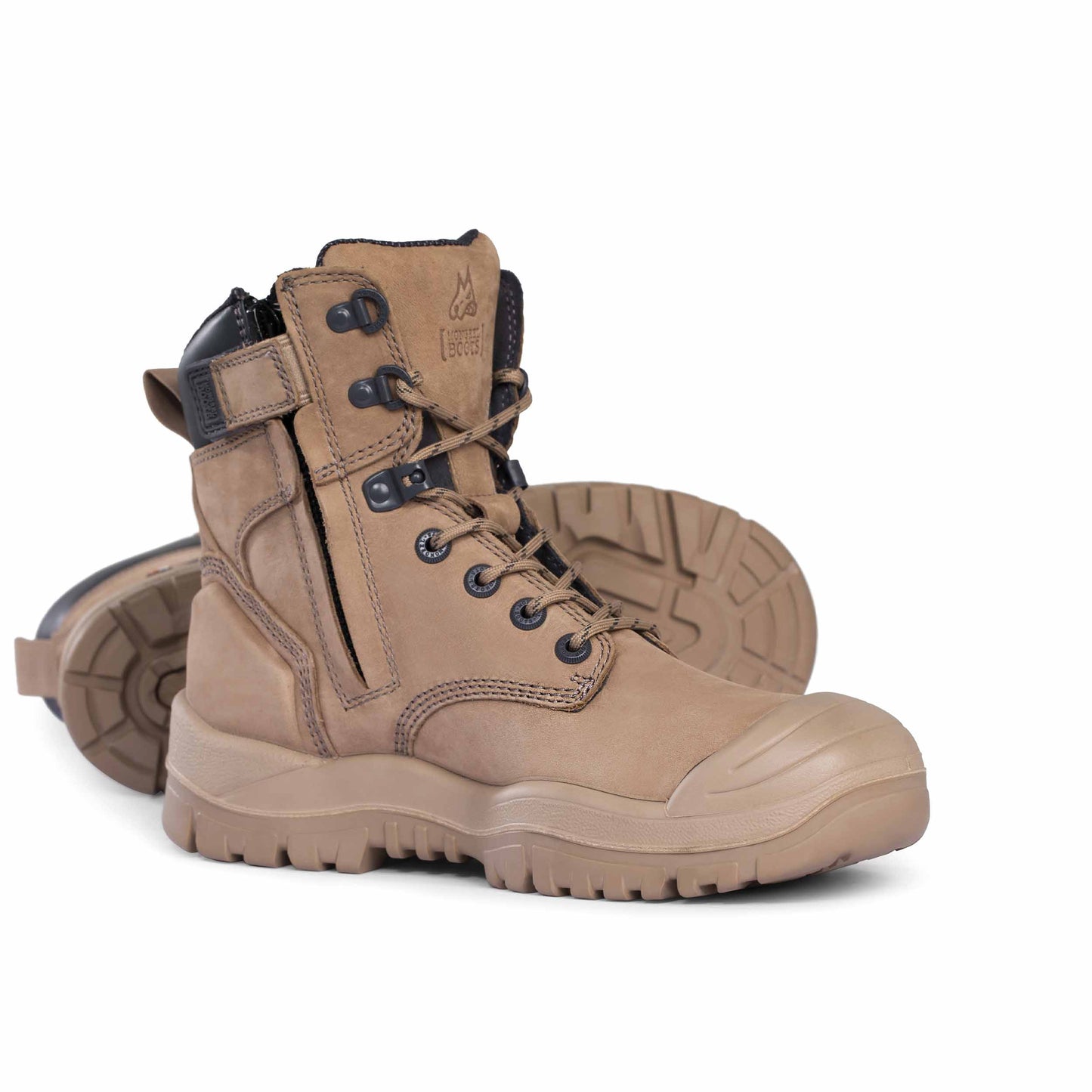 MONGREL - 561060 High Leg Zipsider Boot W/ Scuff Cap Stone