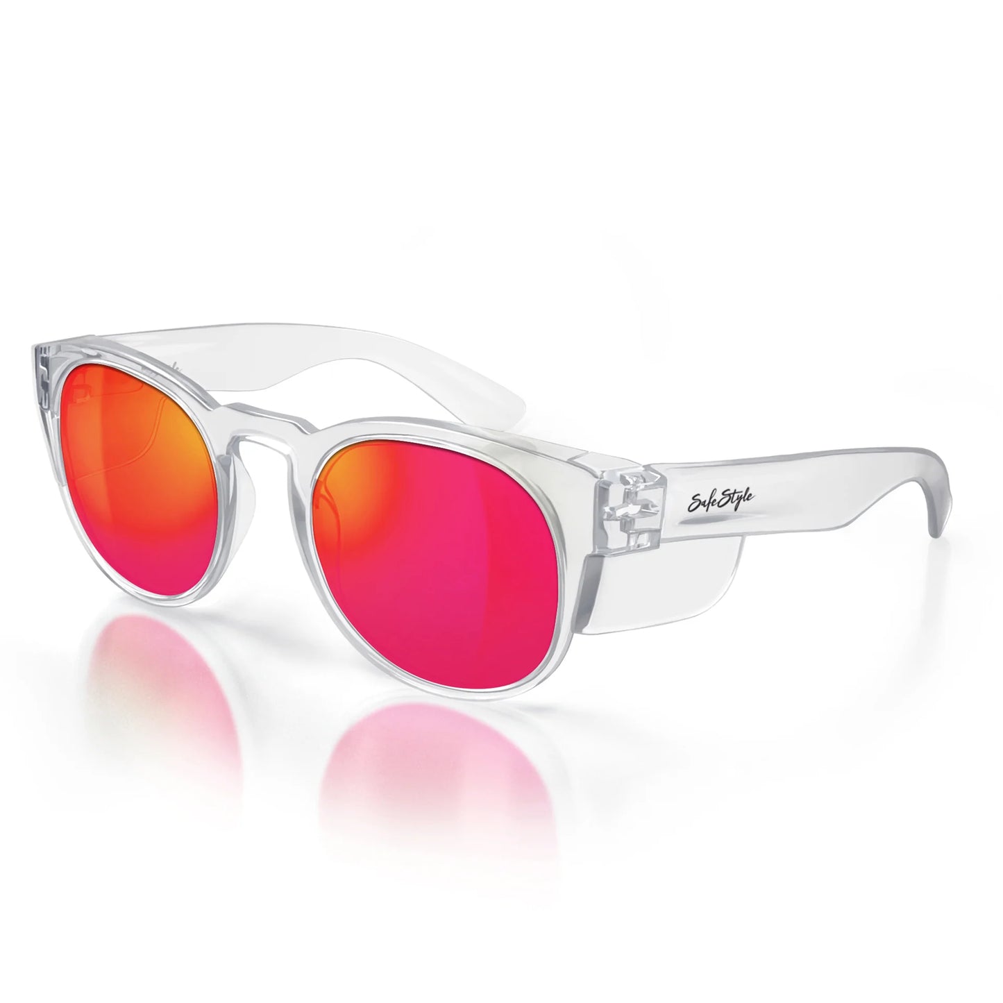 Safe Style - Cruisers Clear Frame Mirrors Red Polarised Safety Glasses