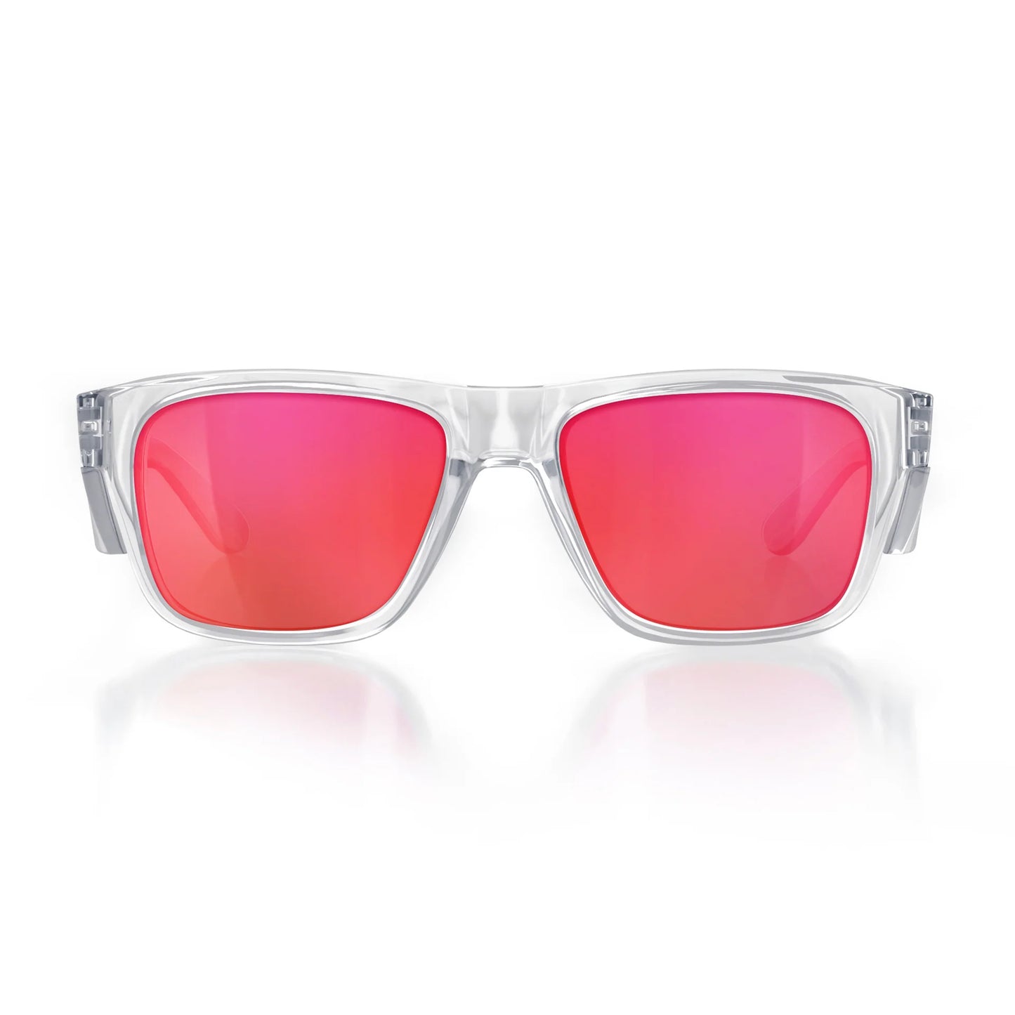 Safe Style - Fusions Clear Frame Mirrors Red Polarised Lens Safety Glasses
