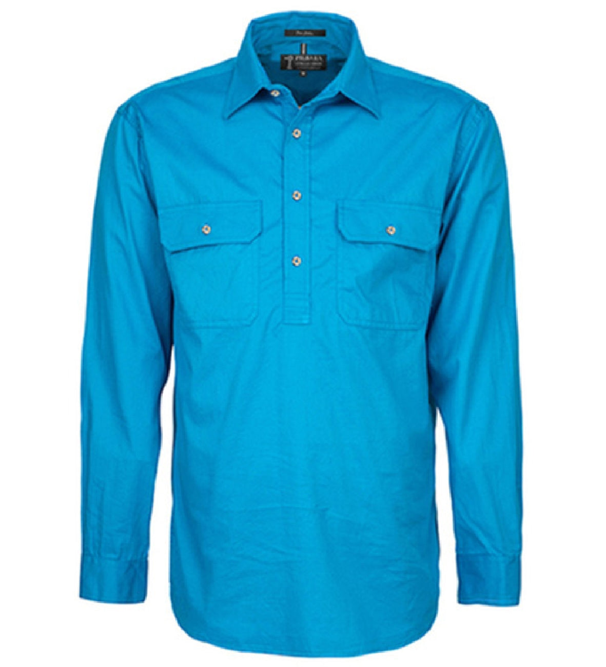 Pilbara - Mens Closed Front Long Sleeve Shirt Azure