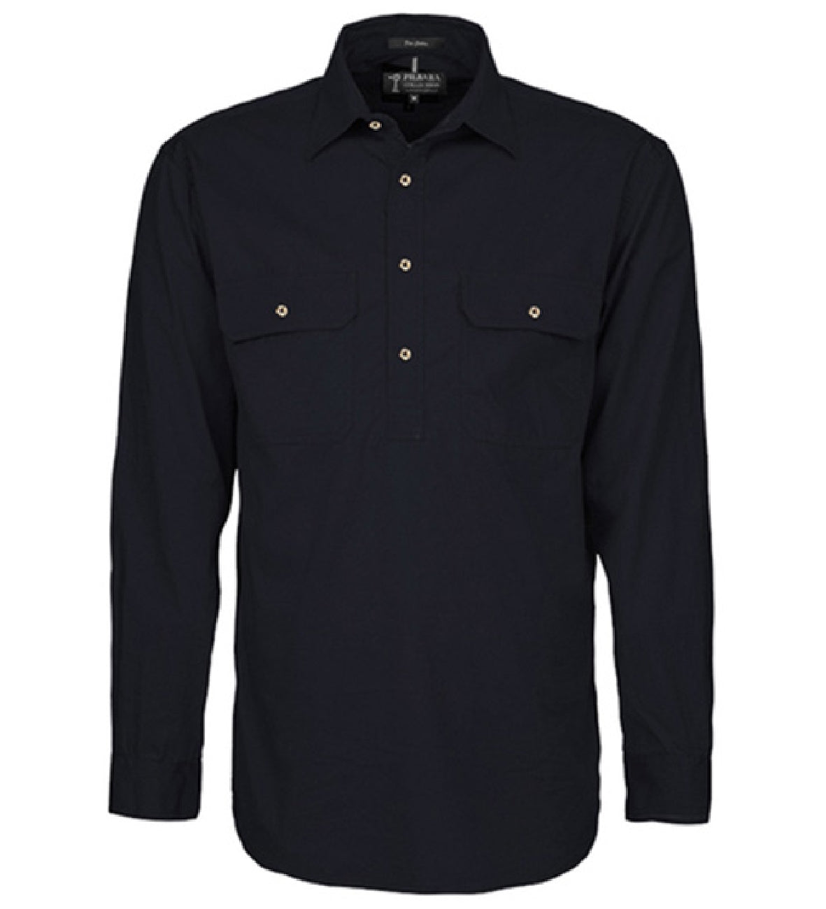 Pilbara - Mens Closed Front Long Sleeve Shirt - Black