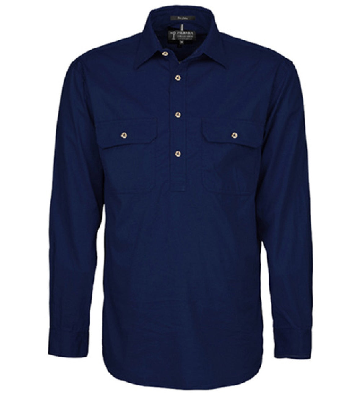Pilbara - Mens Closed Front Long Sleeve Shirt - French Navy