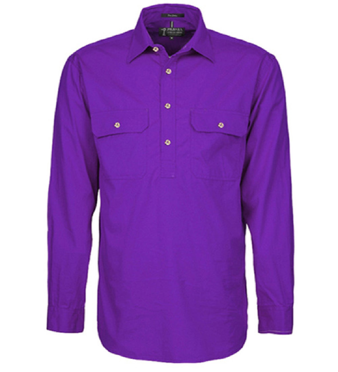 Pilbara - Mens Closed Front Long Sleeve Shirt - Purple