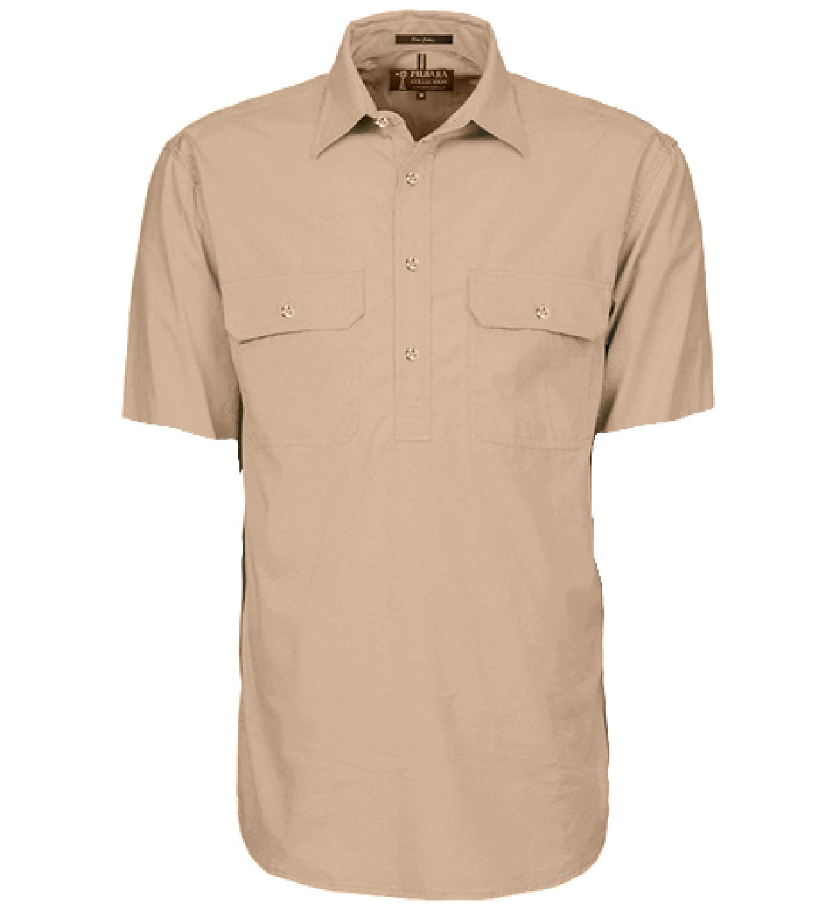 Pilbara - Mens Closed Front Short Sleeve Shirt - Clay