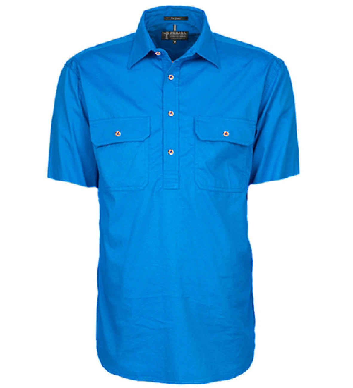 Pilbara - Mens Closed Front short Sleeve Shirt - Light blue