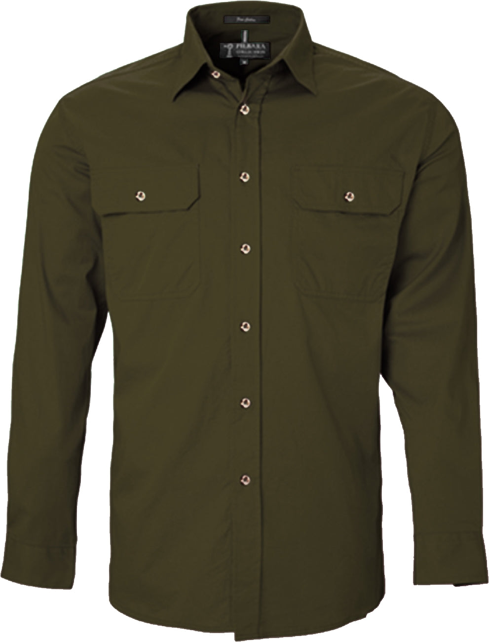 Pilbara - Men's Open Front L/S Shirt Olive