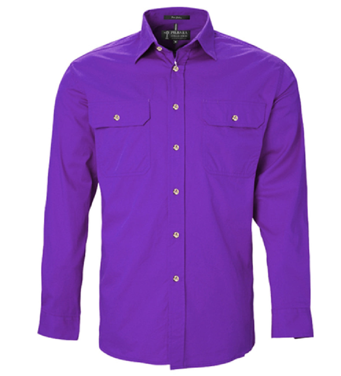 Pilbara - Men's Open Front L/S Shirt Purple