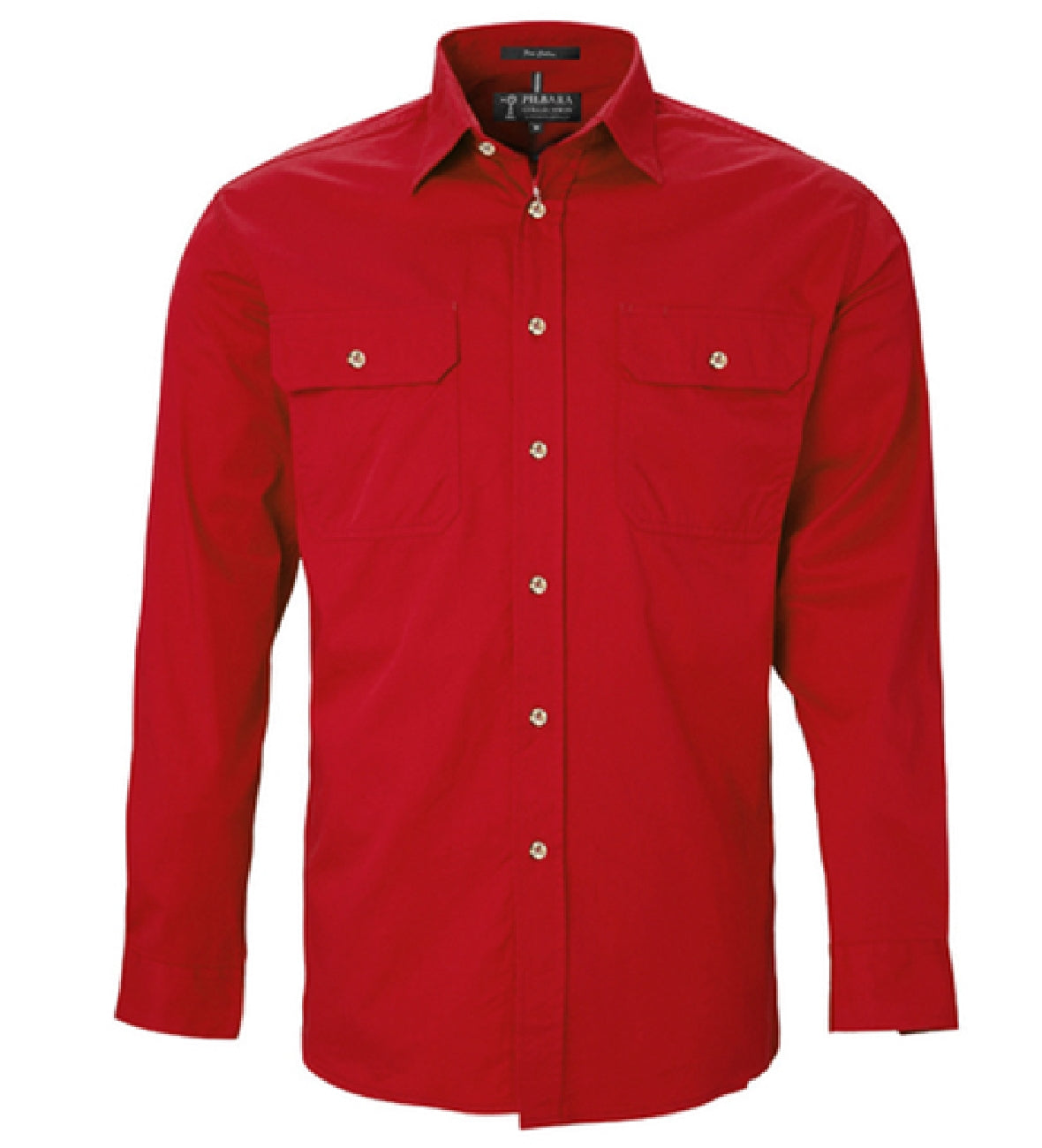 Pilbara - Men's Open Front L/S Shirt Red