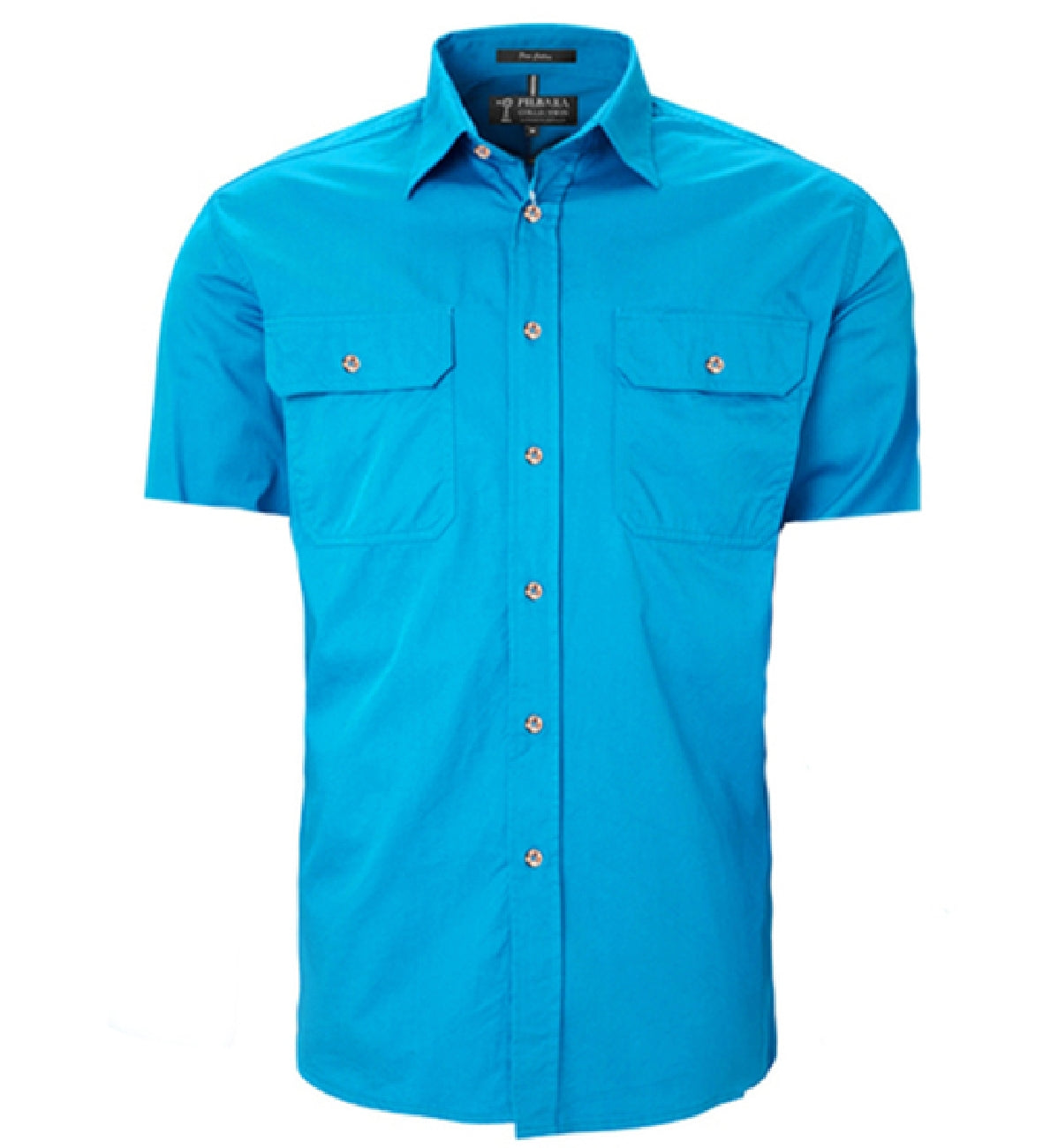 Pilbara - Mens Open Front short Sleeve Shirt - Azure