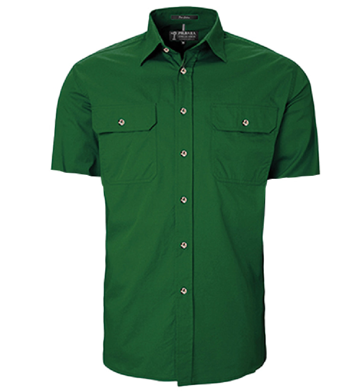 Pilbara - Mens Open Front Short Sleeve Shirt - Green