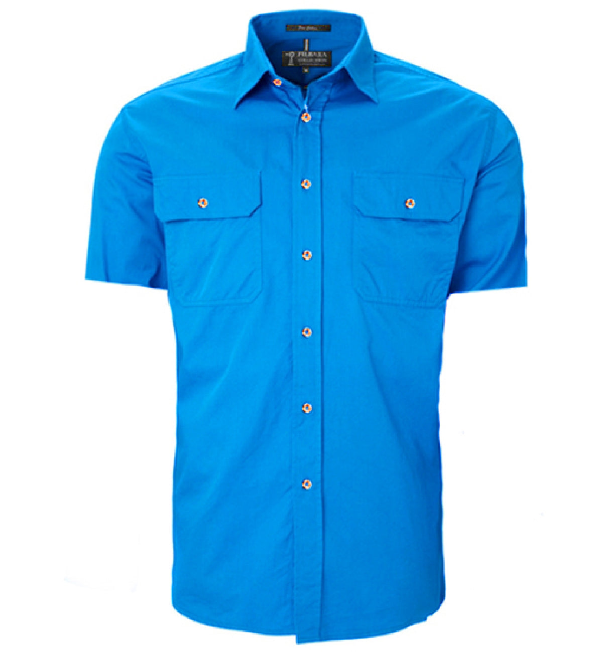 Pilbara - Mens Open Front Short Sleeve Shirt - Light Blue