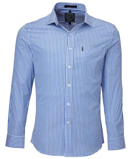 Pilbara L/S Shirt Single Pocket - Blue-White