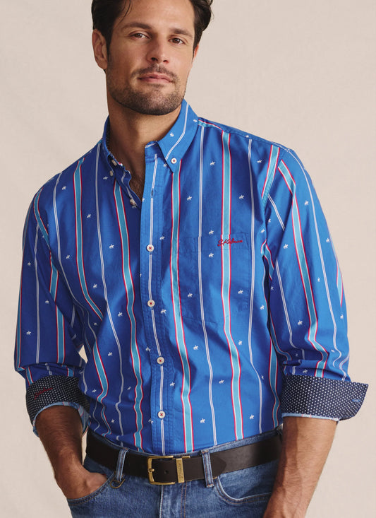 S Kidman - Men's Aberdeen Long Sleeve Shirt Mid Blue