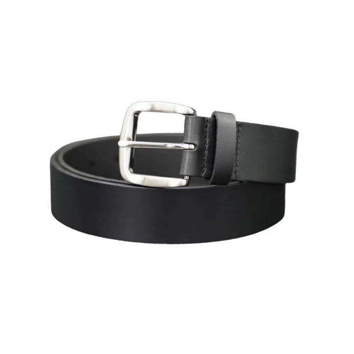 GRVL -  Leeton Black Leather Belt W/ Buckle