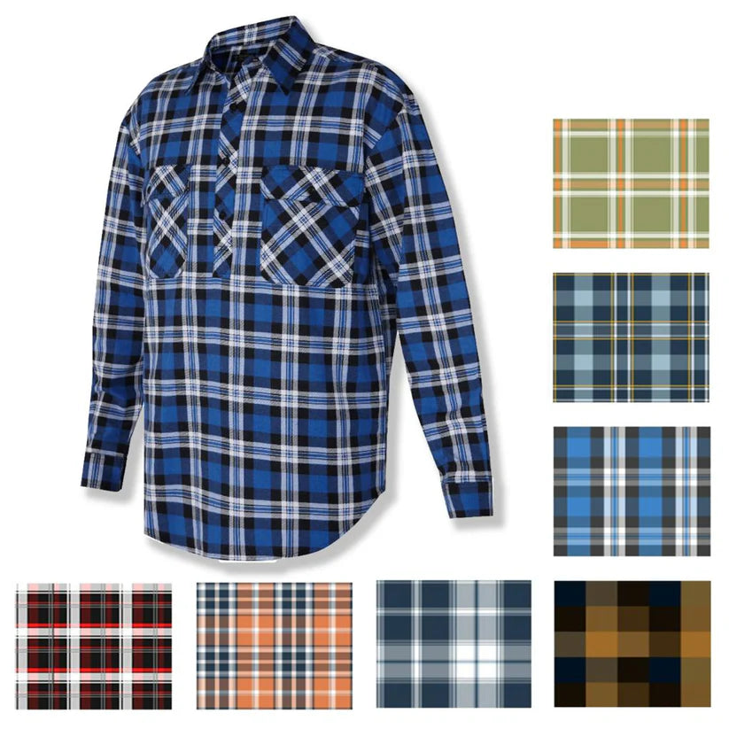 Milton - Mens Flannelette Shirt Closed Front