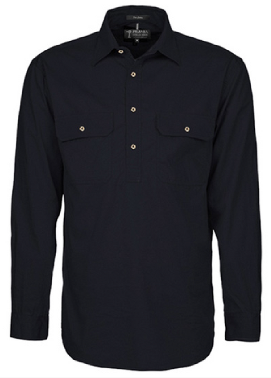 Pilbara - Womens Closed Front L/S Shirt Black
