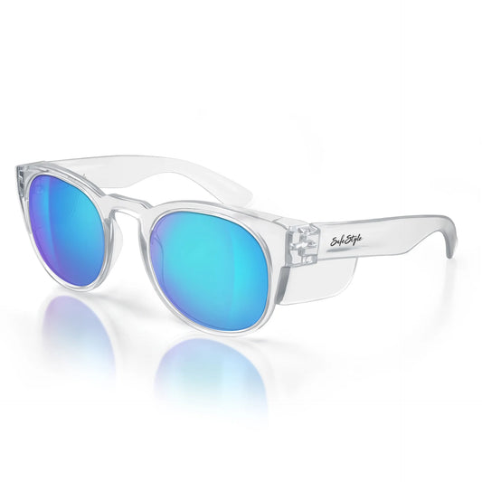 Safe Style - Cruisers Clear Frame Mirrors Blue Polarised Safety Glasses
