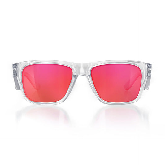 Safe Style - Fusions Clear Frame Mirrors Red Polarised Lens Safety Glasses