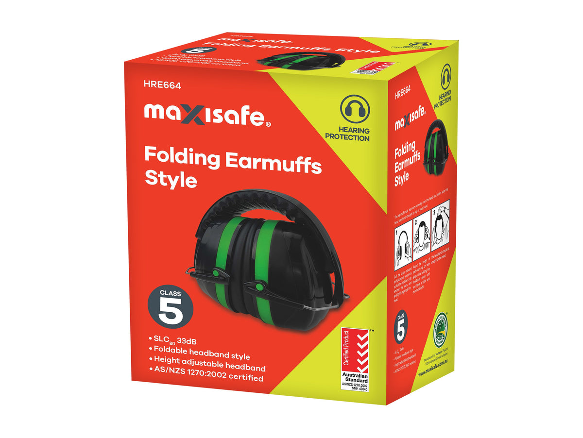 Folding Earmuff 33dB - Class 5 - Green