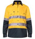 Ritemate - 2 Tone Open Front Shirt L/S 50MM Reflective Tape
