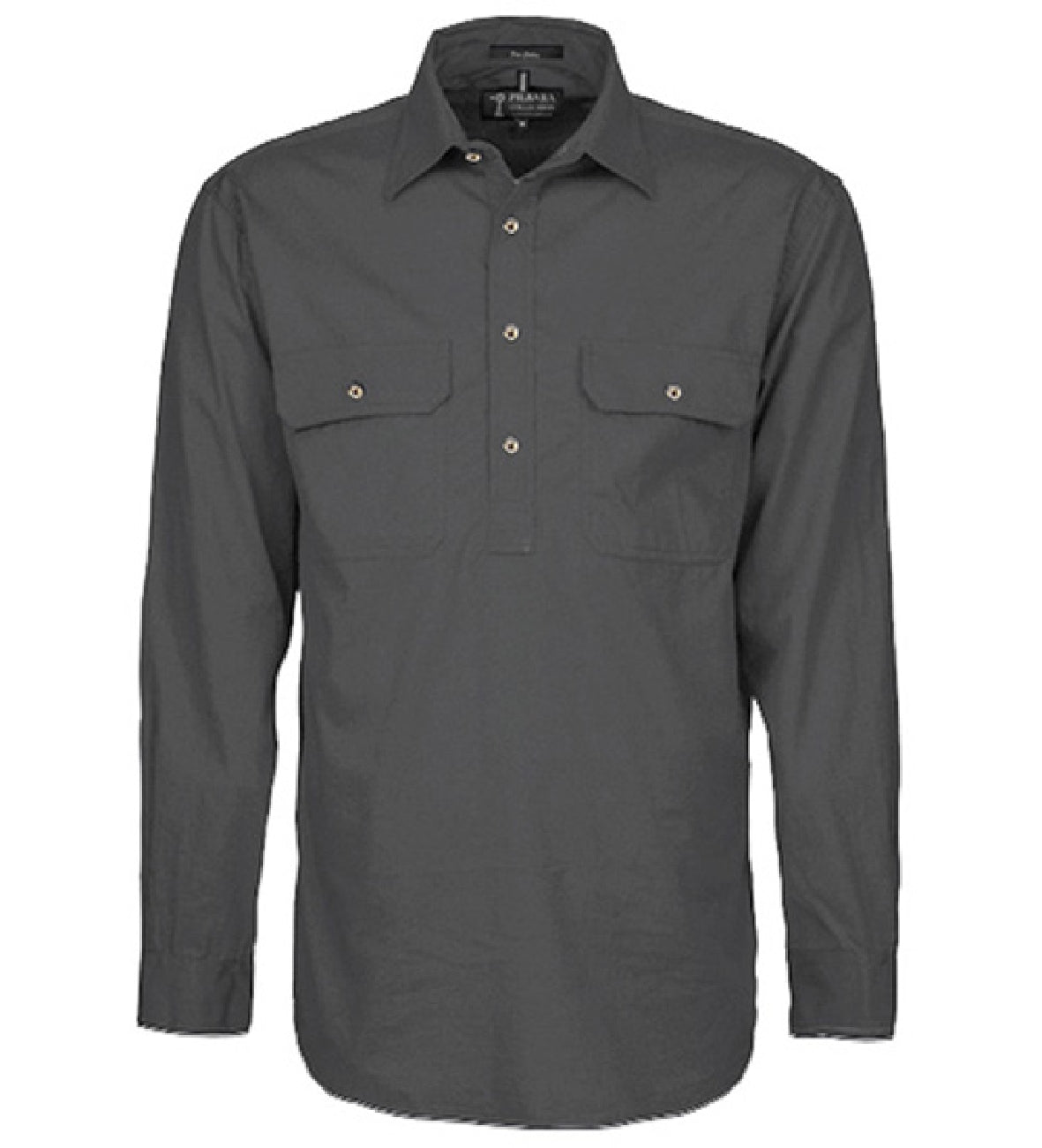 Pilbara - Mens Closed Front Long Sleeve Shirt - Charcoal