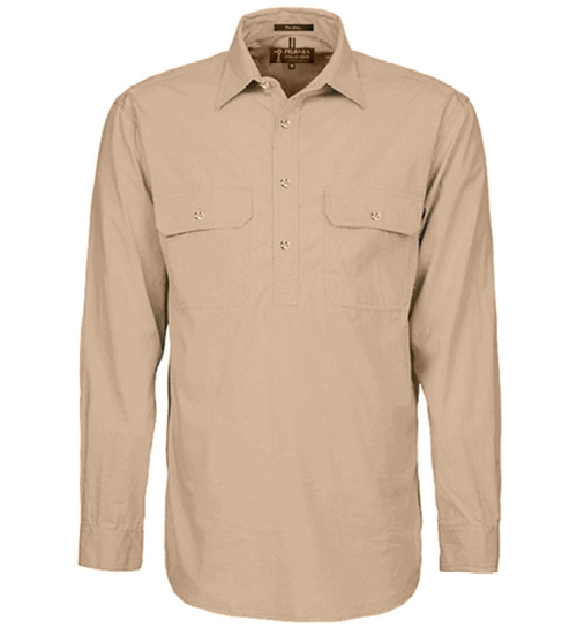 Pilbara - Mens Closed Front Long Sleeve Shirt - Clay