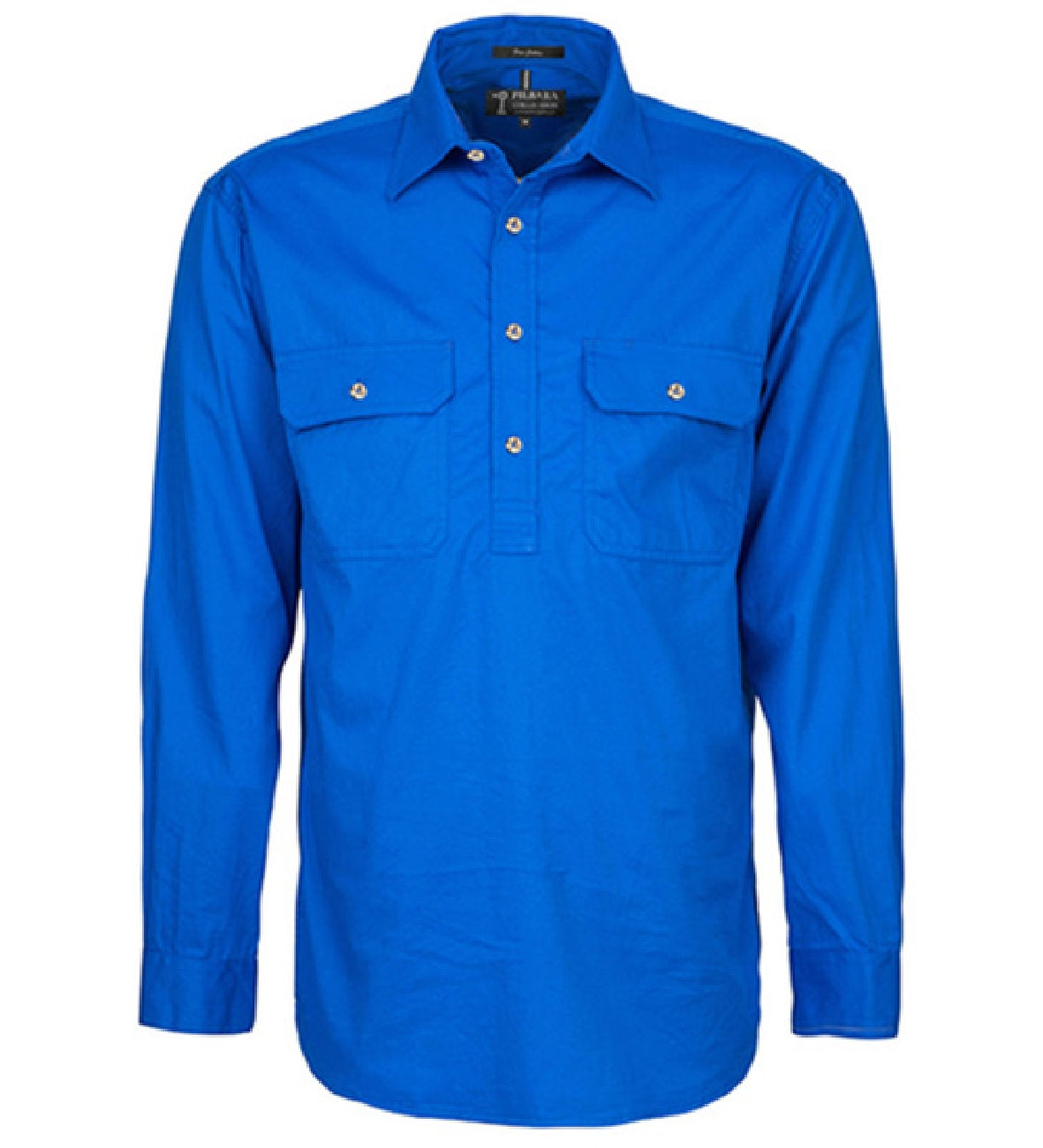 Pilbara - Mens Closed Front Long Sleeve Shirt - Cobalt Blue