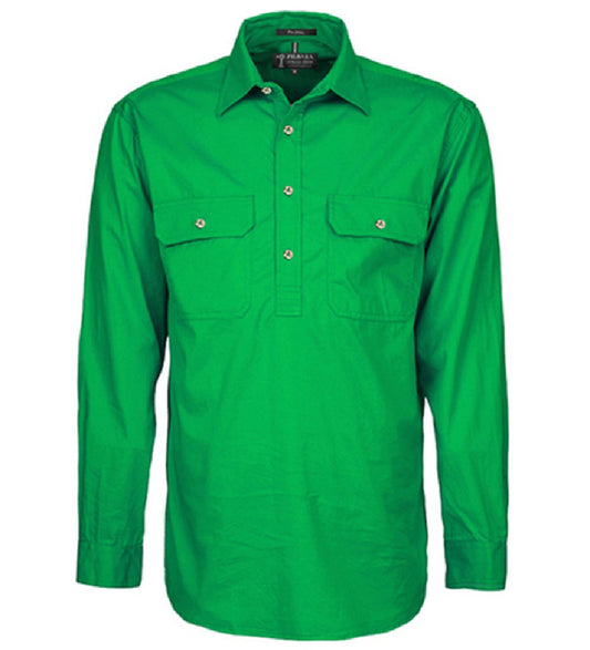 Pilbara - Mens Closed Front Long Sleeve Shirt - Emerald