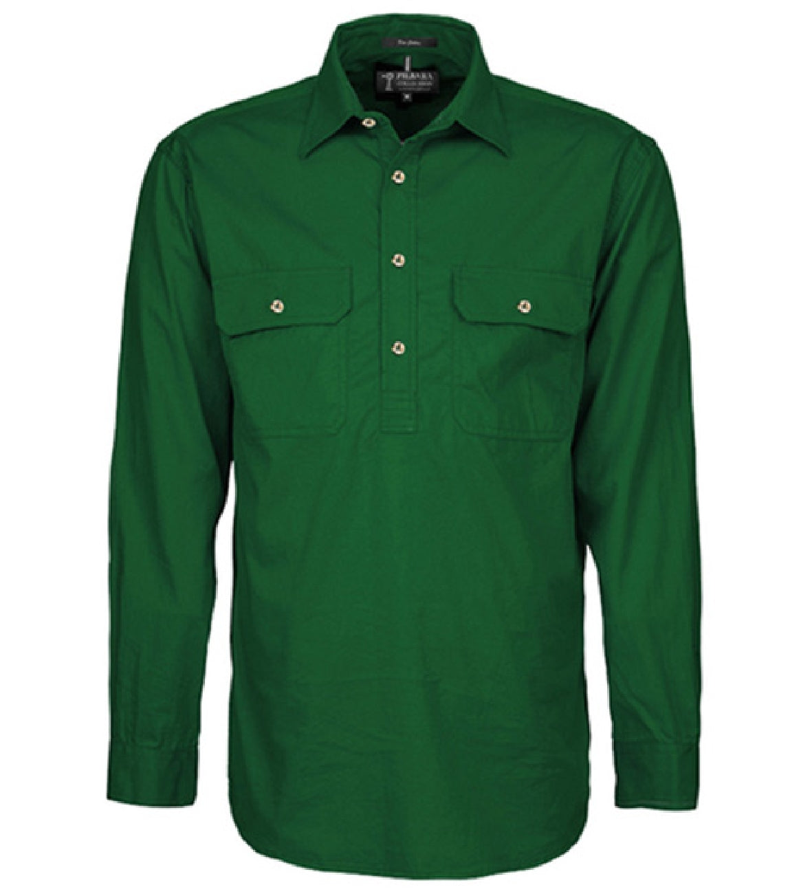 Pilbara - Mens Closed Front Long Sleeve shirt - Green