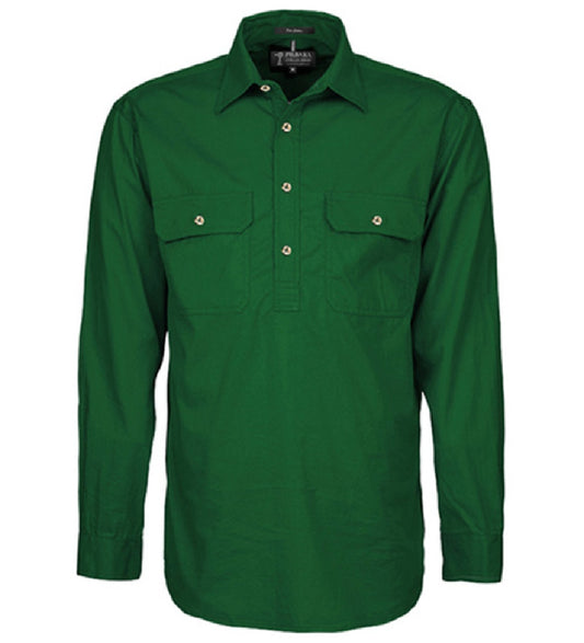Pilbara - Mens Closed Front Long Sleeve shirt - Green