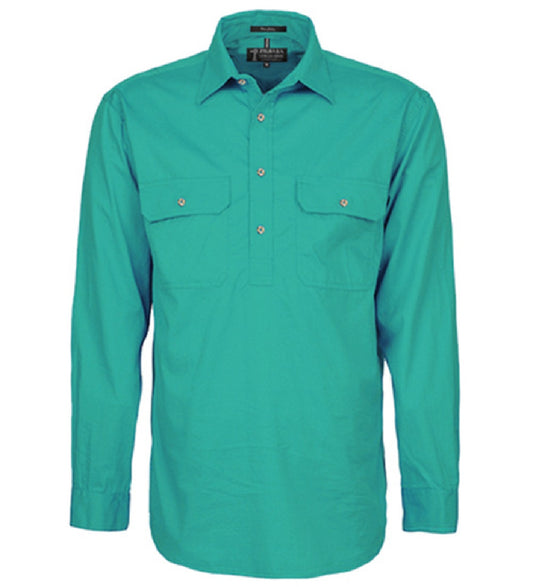 Pilbara - Mens Closed Front Long Sleeve Shirt - Jade