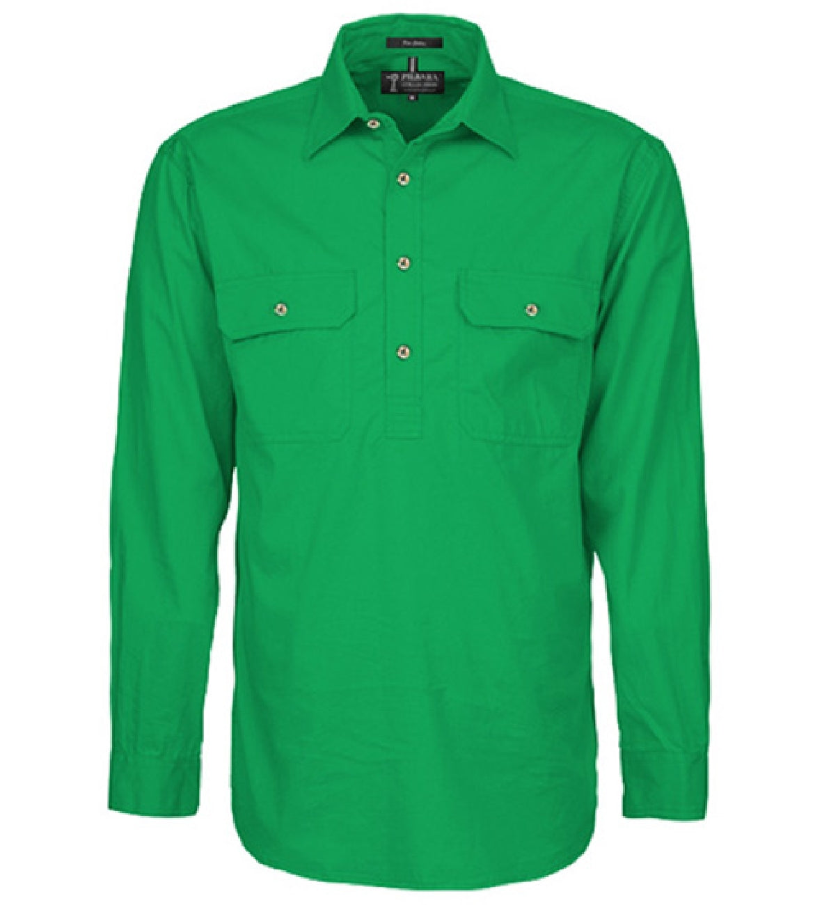 Pilbara - Mens Closed Front Long Sleeve Shirt - Kelly Green