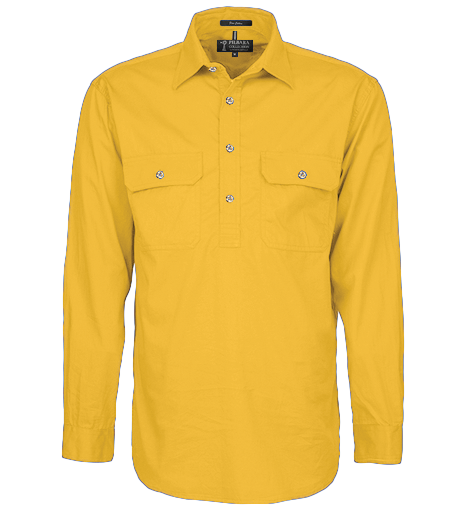 Pilbara - Mens Closed Front Long Sleeve Shirt - Yellowstone