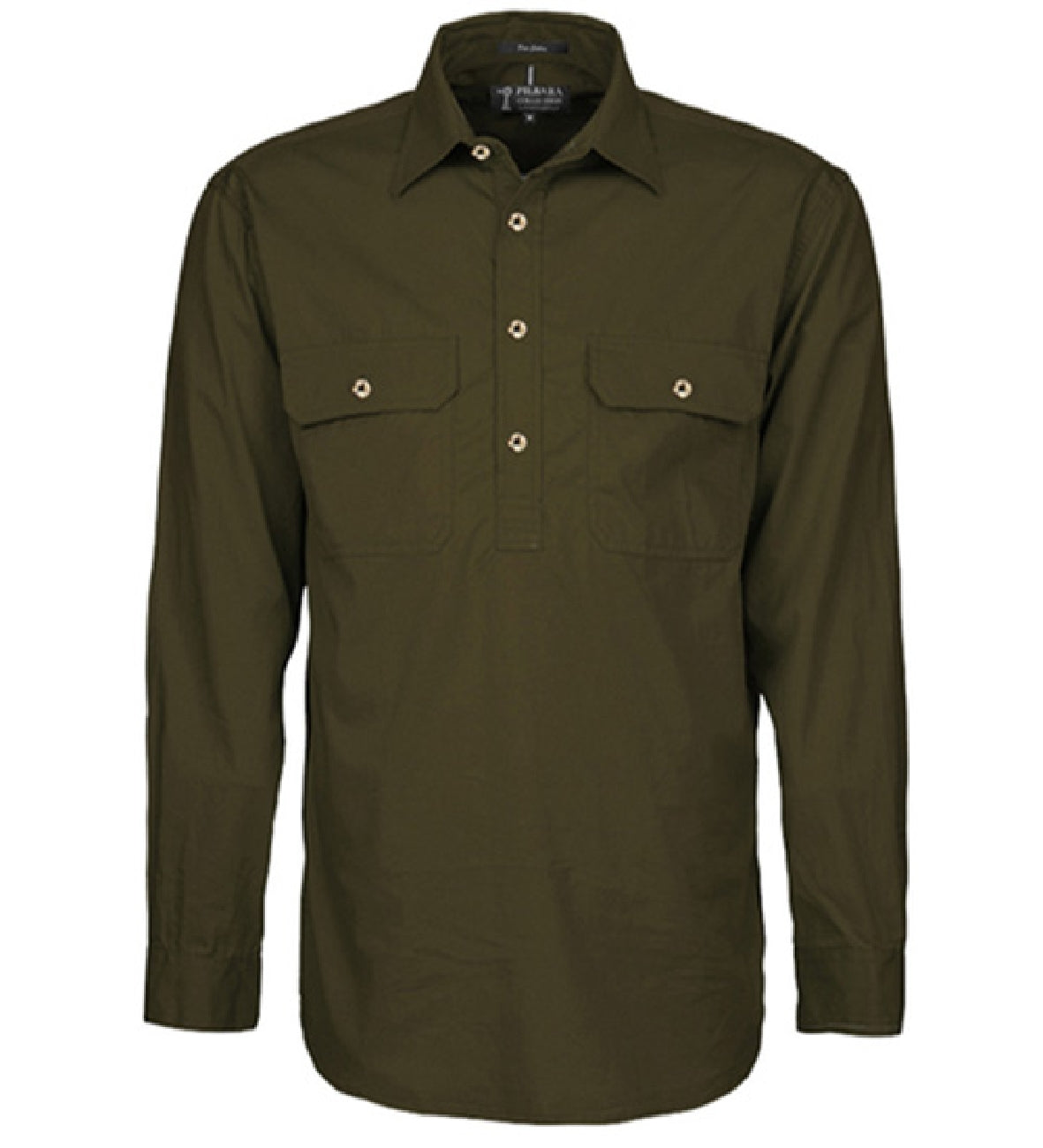 Pilbara - Mens Closed Front Long Sleeve Shirt - Olive
