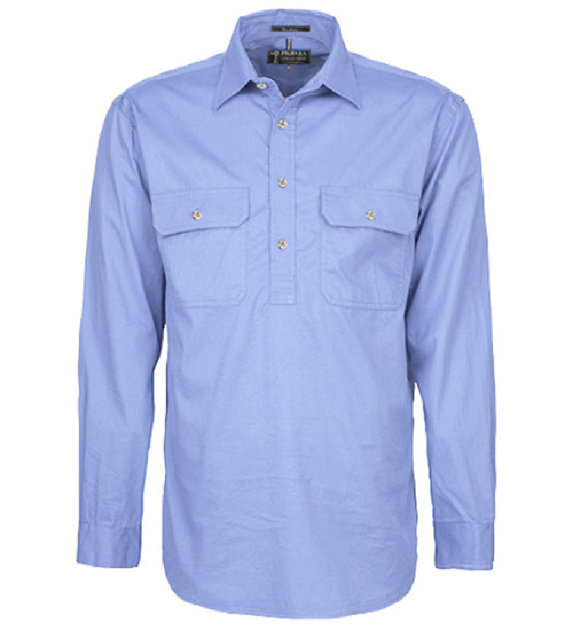 Pilbara - Mens Closed Front Long Sleeve Shirt - Pale Blue