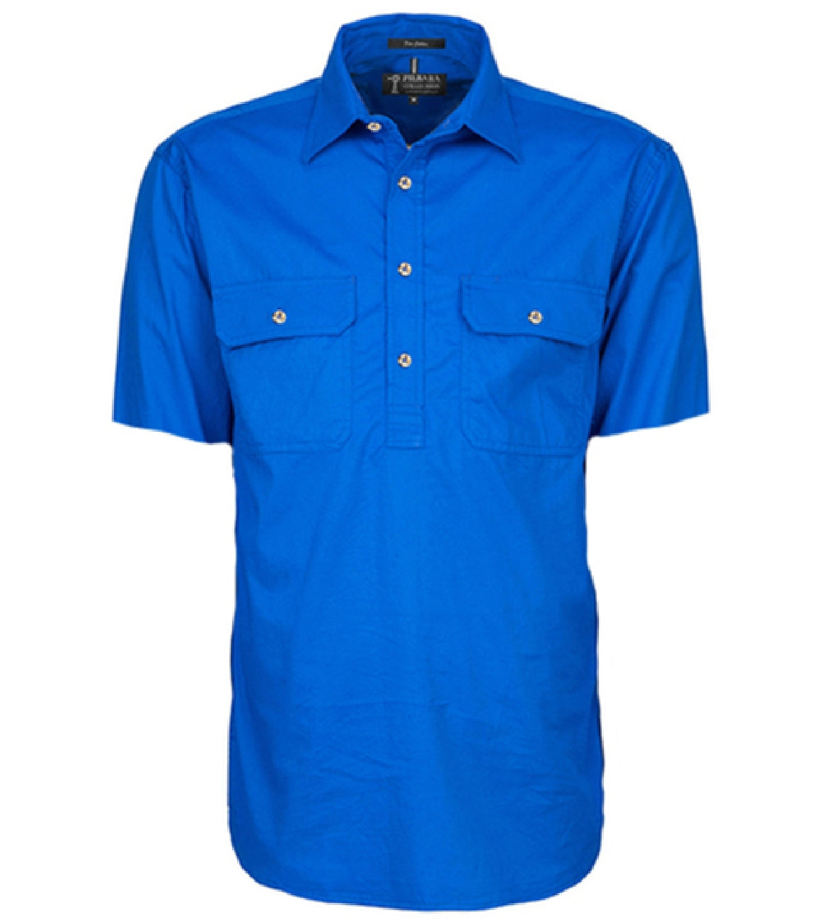 Pilbara - Mens Closed Front Short Sleeve Shirt - Cobalt Blue