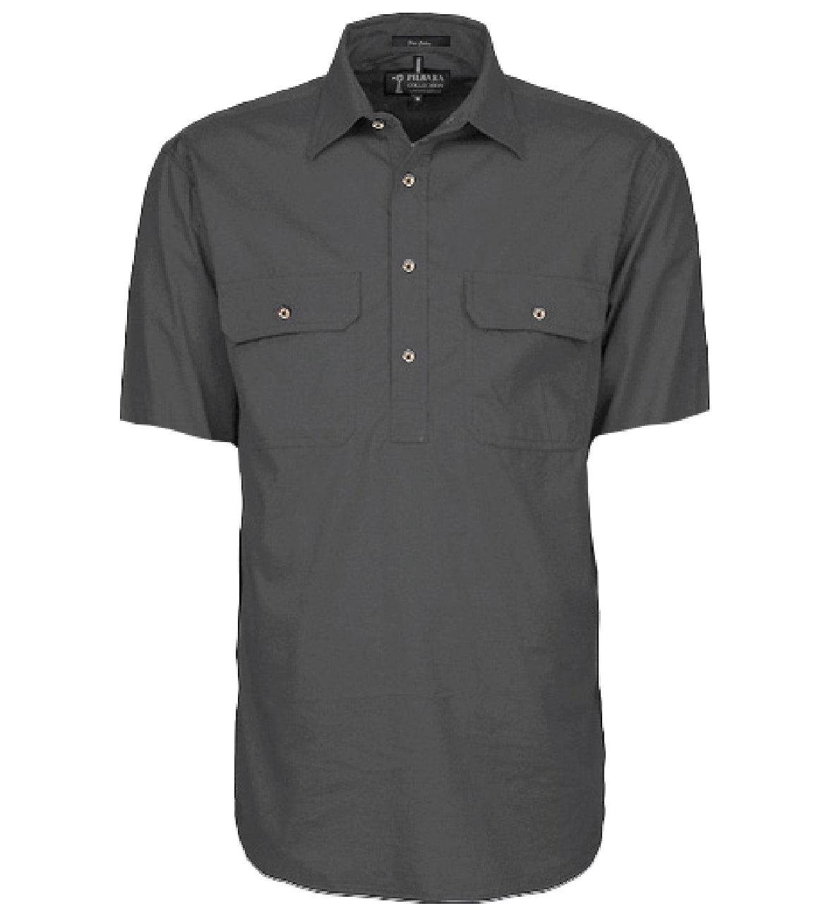 Pilbara - Mens Closed Front Short Sleeve Shirt - Charcoal