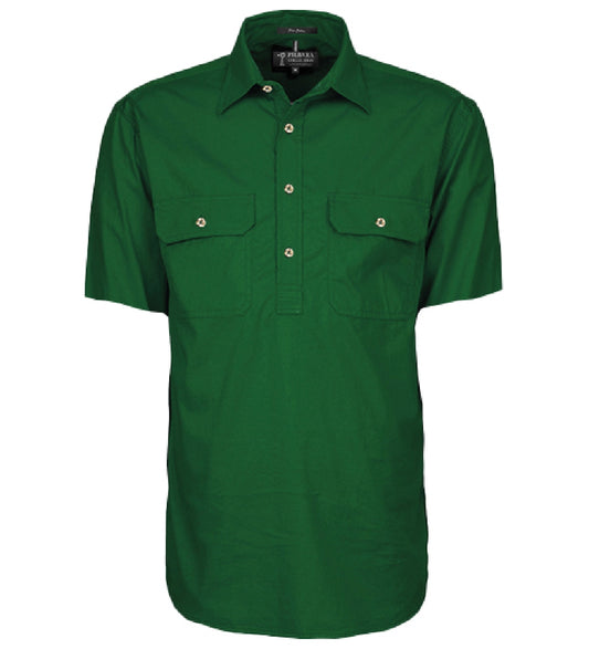 Pilbara - Mens Closed Front Short Sleeve Shirt - Green