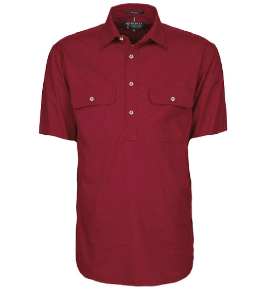 Pilbara - Mens Closed Front Short Sleeve Shirt - Ochre