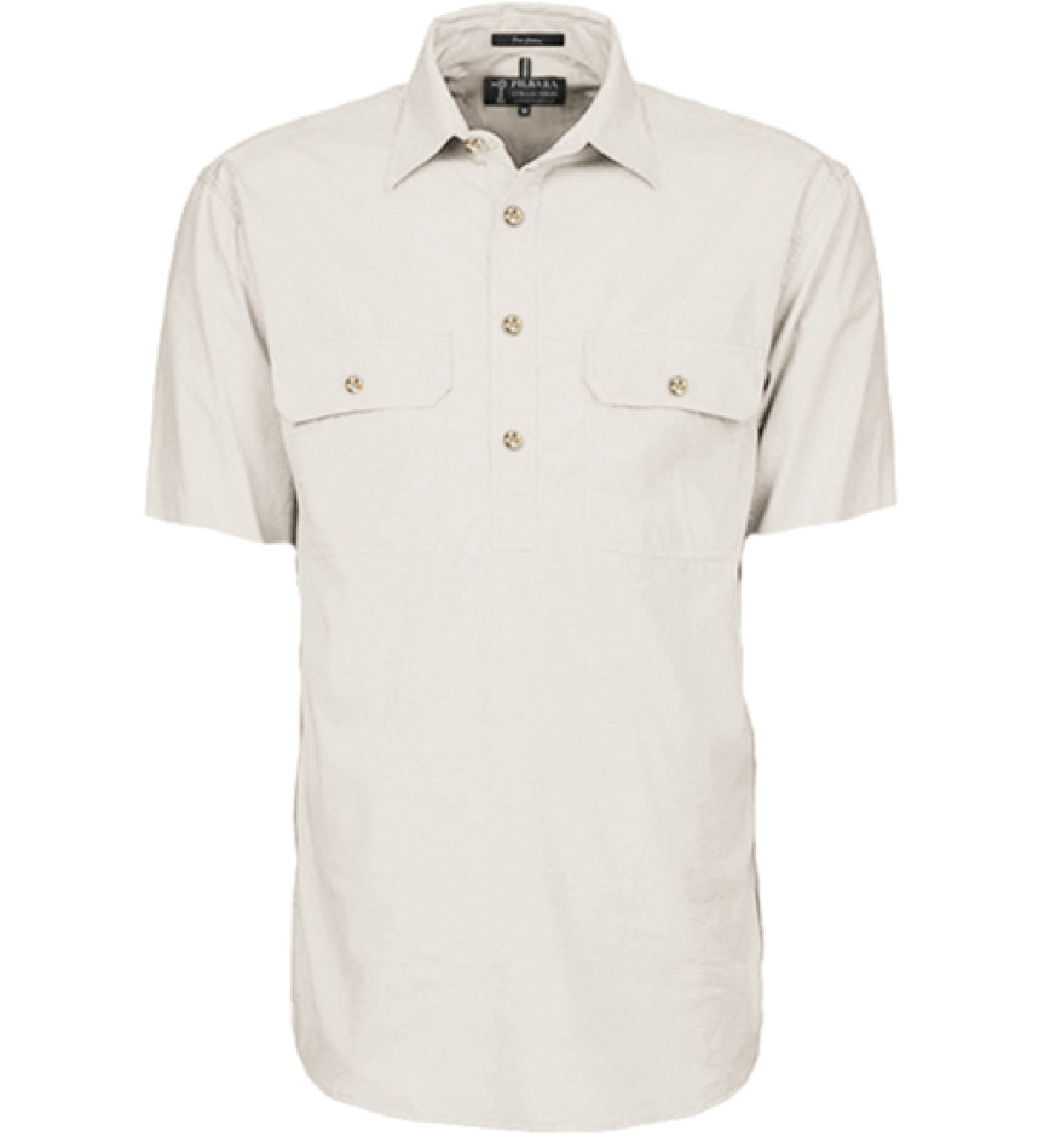 Pilbara - Mens Closed Front Short Sleeve Shirt - Stone