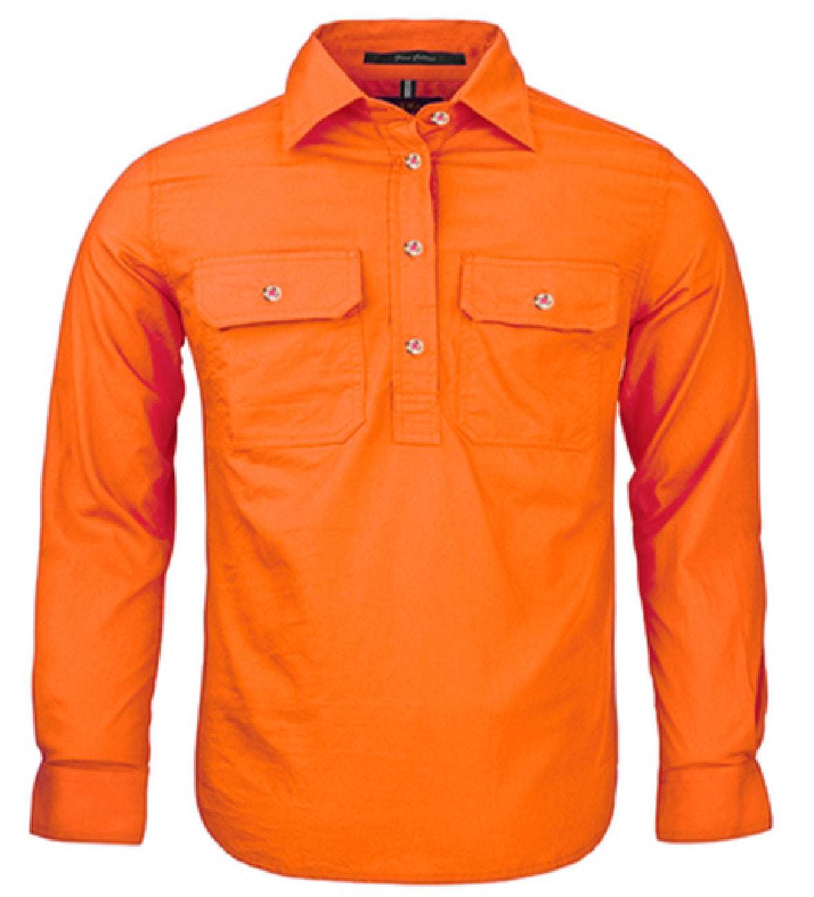 Pilbara - Childrens Closed Front Long Sleeve Shirt - Tangerine