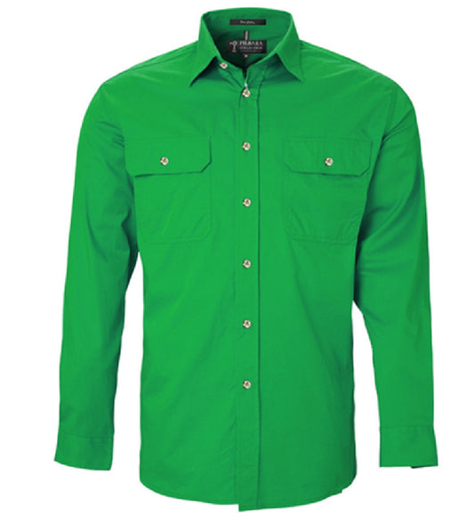 Pilbara - Men's Open Front L/S Shirt  Emerald