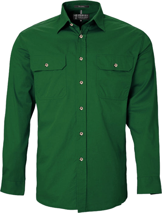 Pilbara - Men's Open Front L/S Shirt  Green