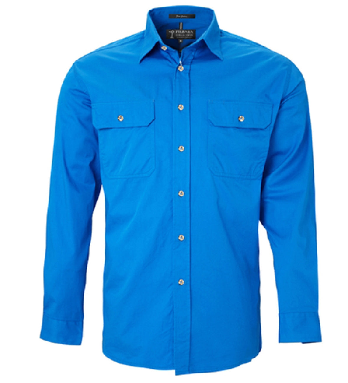 Pilbara - Men's Open Front L/S Shirt  Light Blue