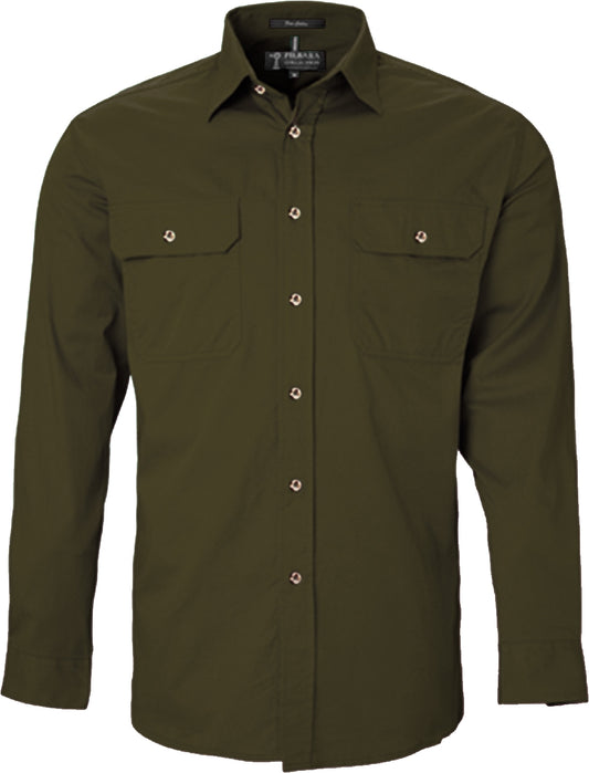 Pilbara - Men's Open Front L/S Shirt  Olive