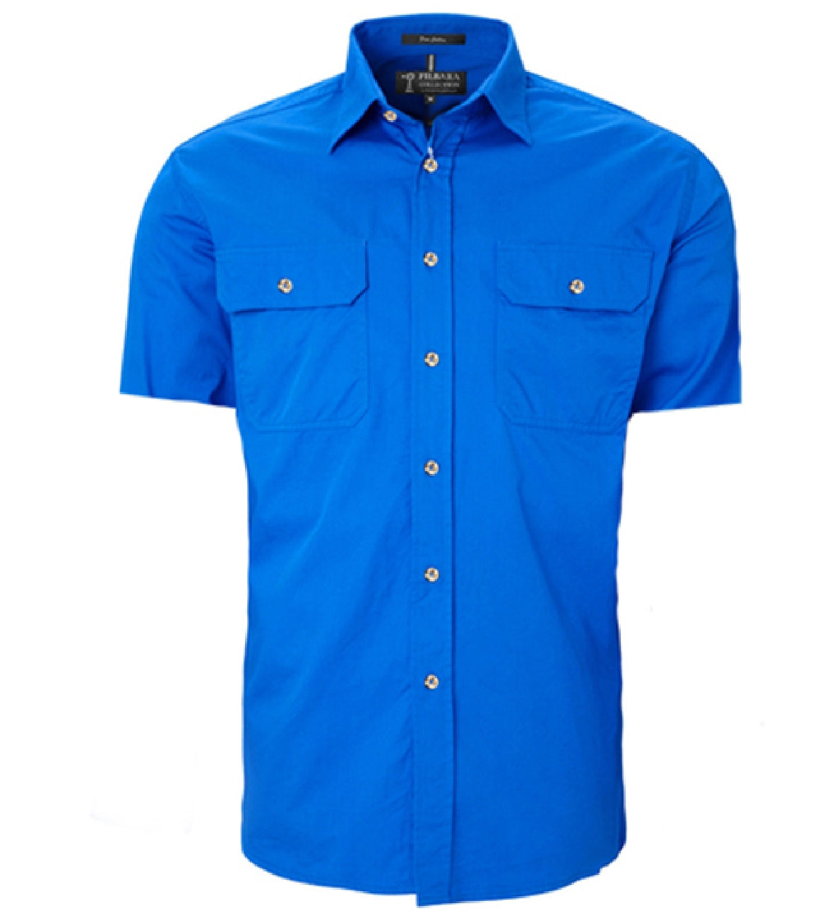 Pilbara - Mens Open Front Short Sleeve Shirt - Cobalt Blue