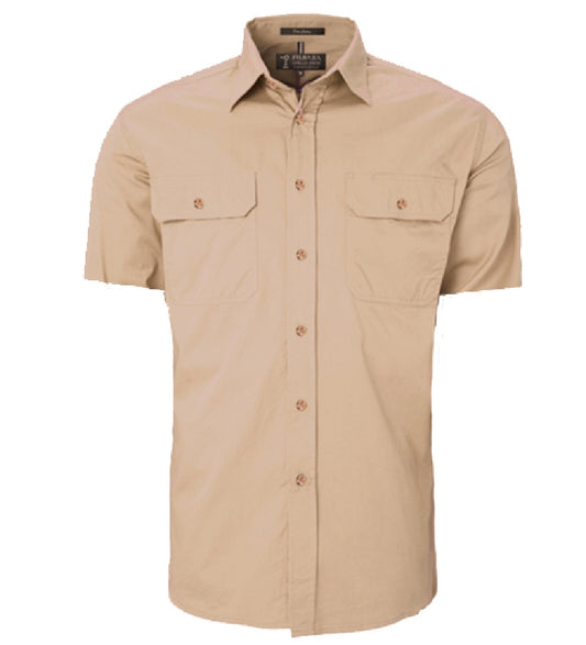Pilbara - Mens Open Front Short Sleeve Shirt - Clay