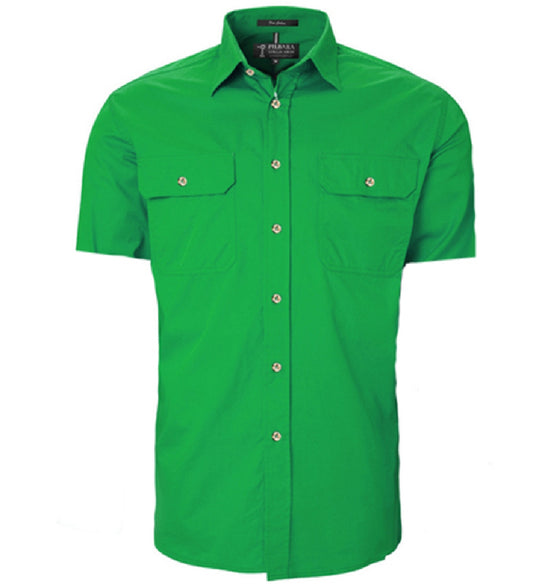Pilbara - Mens Open Front Short Sleeve Shirt - Emerald