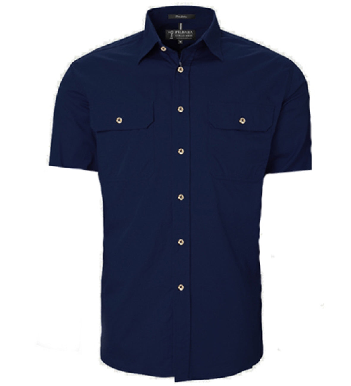 Pilbara - Mens Open Front Short Sleeve Shirt - French Navy